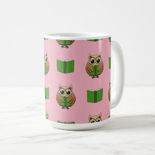 Taza De Café Personalizado de libros de lectura de Lechuza de B