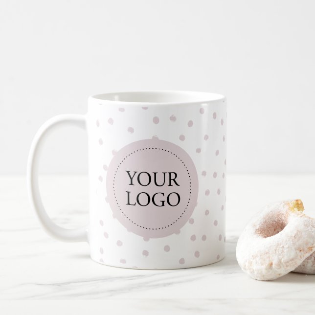 Taza De Café Personalizado de logotipo comercial mínimo rosado  (Con donut)