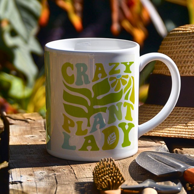 Taza De Café Personalizado de los amantes de la planta (Get ready to elevate your plant obsession with this vibrant “Crazy Plant Lady” mug! )