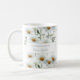 Taza De Café Personalizado de margarita blanca moderna