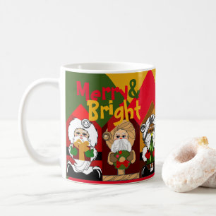 Taza De Café Personalizado de Merry y Bright Santas Navidades g