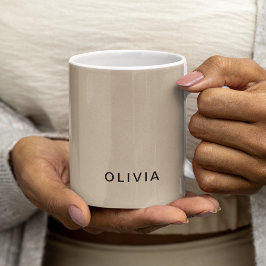 Taza De Café "Personalizado de monograma Beige personalizado