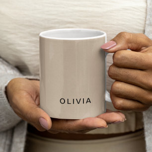 Taza De Café "Personalizado de monograma Beige personalizado