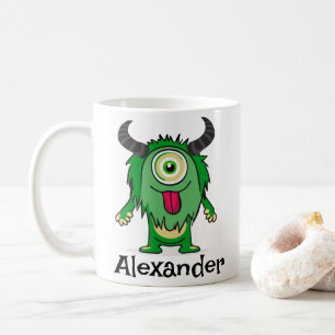 Taza De Café Personalizado de Monstruo Verde Ojo de Alien Funny