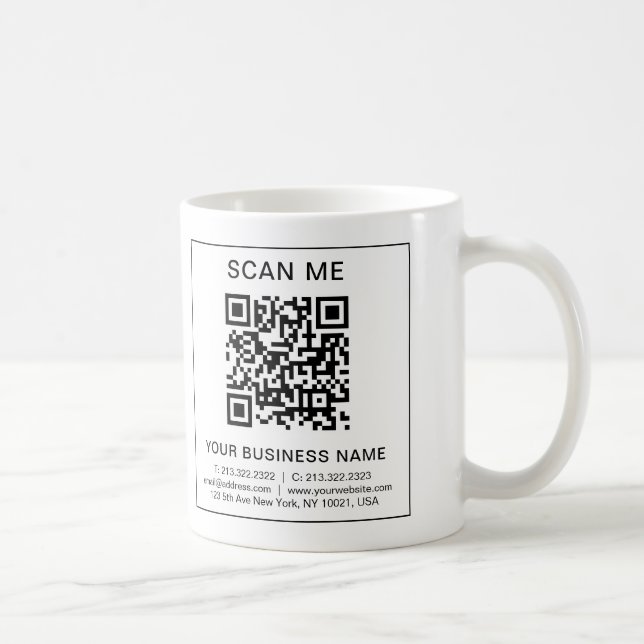Taza De Café Personalizado de negocio Código QR Simple Escaneo  (Derecha)