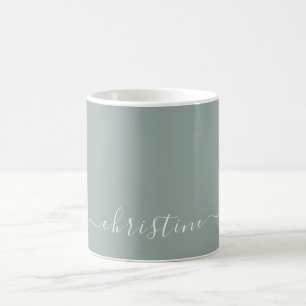 Taza De Café Personalizado de nombre Minimalista blanco y gris 