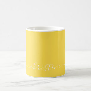 Taza De Café Personalizado de nombre moderno Minimalista amaril