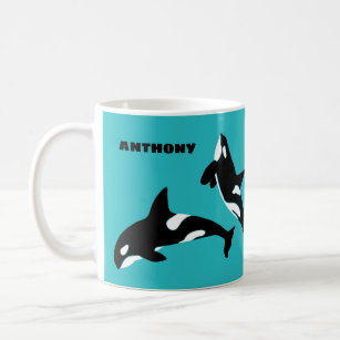 Taza De Café Personalizado de orcas asesinas ballenas azul Verd