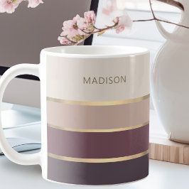 Taza De Café Personalizado de oro de bandas anchas modernas