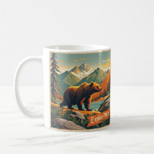 Taza De Café Personalizado de oso de estilo retro y Poster de c