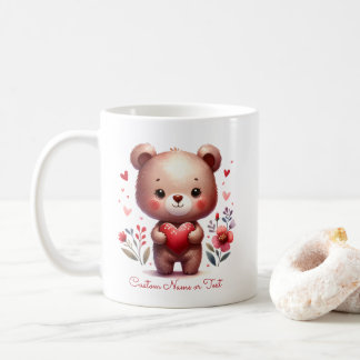 Taza De Café Personalizado de oso lindo El día de San Valentín 