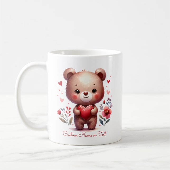 Taza De Café Personalizado de oso lindo El día de San Valentín  (Izquierda)