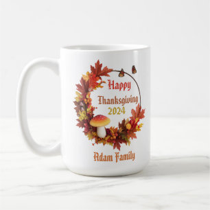 Taza De Café Personalizado De Otoño Salir Feliz Día De Gracias