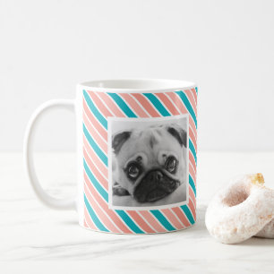 Taza De Café Personalizado de patrón de banda azul rosada