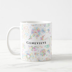 Taza De Café Personalizado de patrón de lineares florales estét