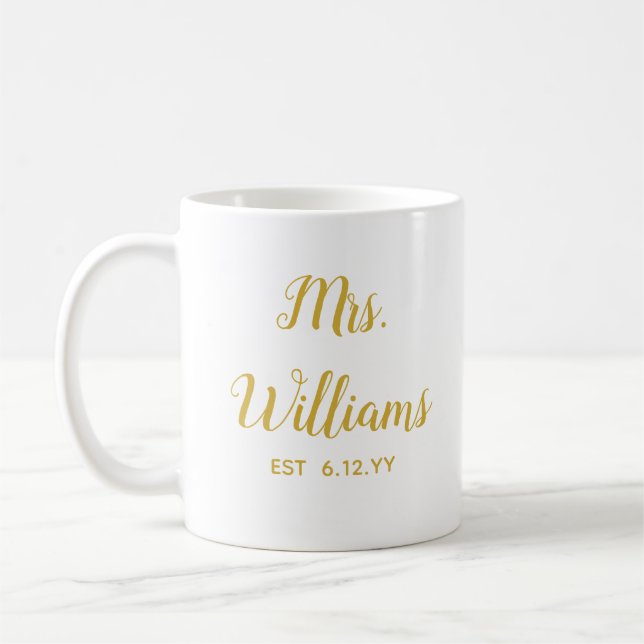 Taza De Café Personalizado de regalo de novia personalizada Sra (Izquierda)