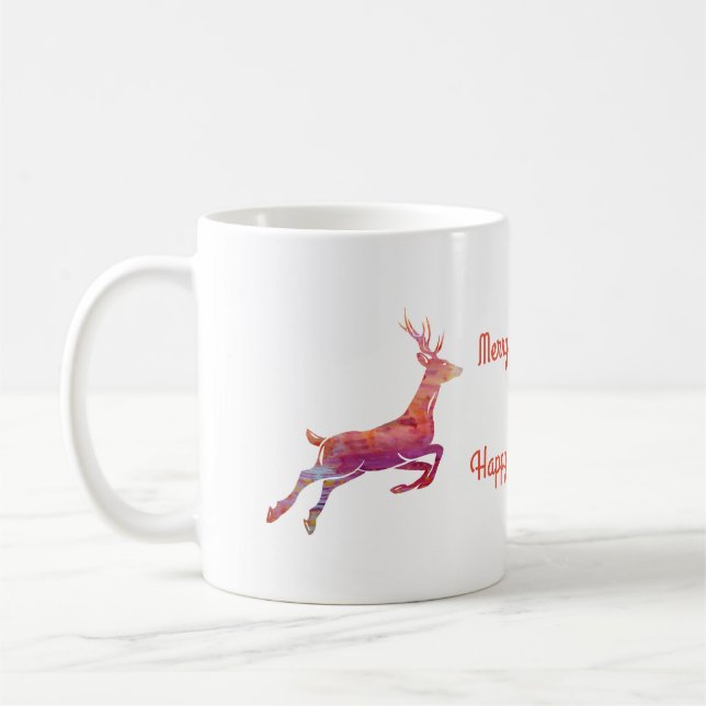 Taza De Café Personalizado de renos rosados Holiday Mug (Izquierda)