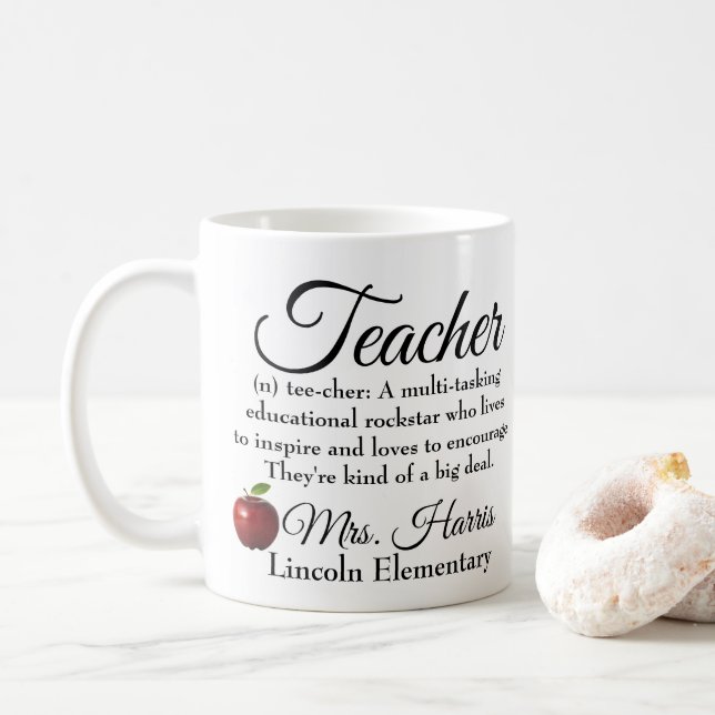 Taza De Café Personalizado de Rockstar del profesor (Con donut)