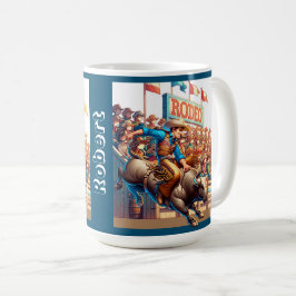 Taza De Café Personalizado de Rodeo Occidental de Cowboy Bull R