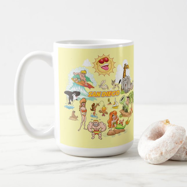 Taza De Café Personalizado de San Diego California (Con donut)