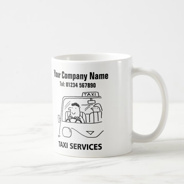 Taza De Café Personalizado de servicios de alquiler de taxis y  (Derecha)