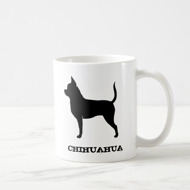 Taza De Café Personalizado de siluetas de raza de perro de Chih (Derecha)
