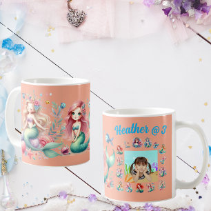 Taza De Café Personalizado de Sirenas Foto Mug Niños Favor de C