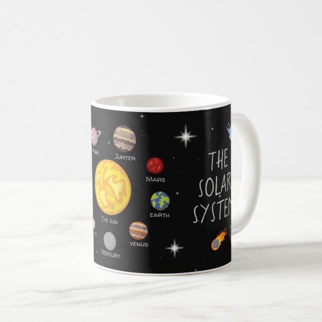Taza De Café Personalizado de sistemas solares dibujando planet (Anverso derecho)