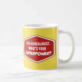 Taza De Café Personalizado de superpotencia genealógica yellow