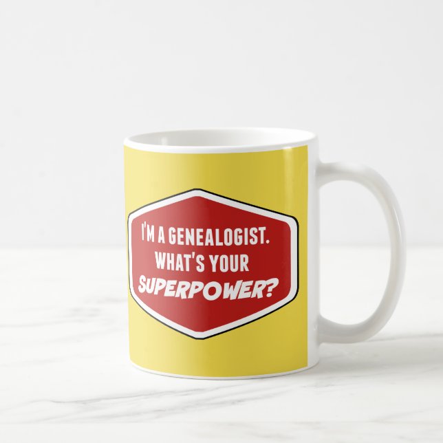 Taza De Café Personalizado de superpotencia genealógica yellow  (Derecha)