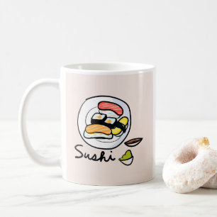 Taza De Café Personalizado de sushi adorable arte japonés