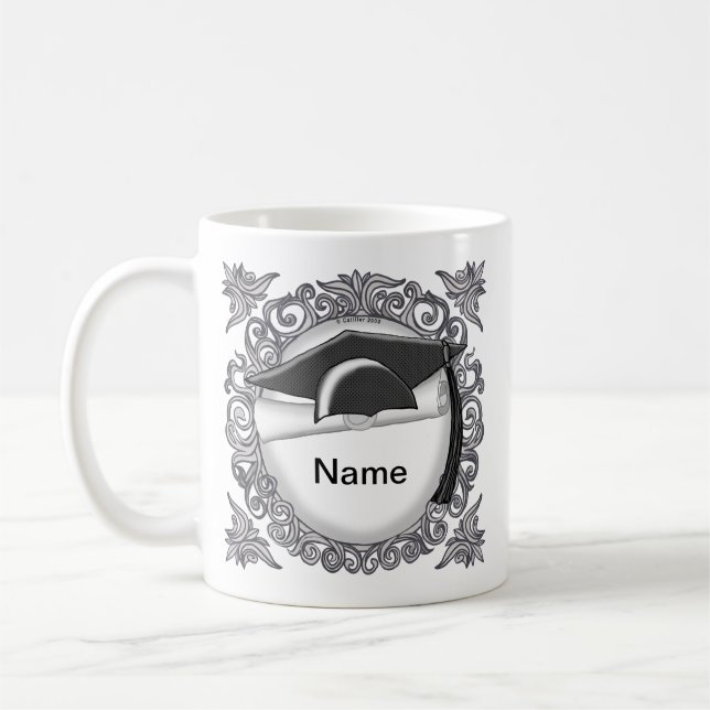 Taza De Café Personalizado de tapón negro de graduación (Izquierda)
