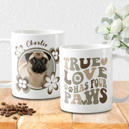 Taza De Café Personalizado de tipografía de Dog Mom Retro Flore