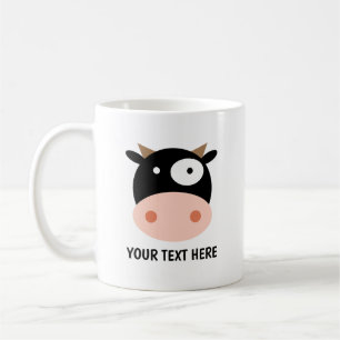 Taza De Café Personalizado de vaca blanco y negro lindo taparo 
