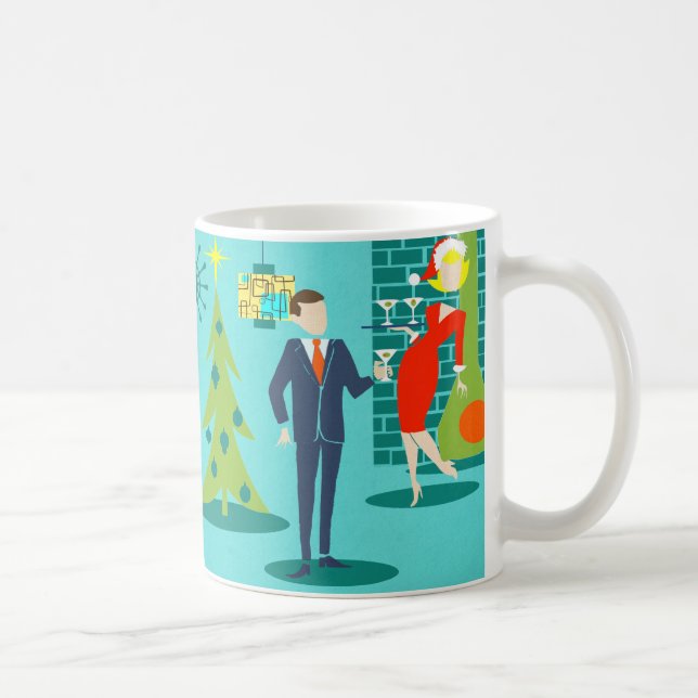 Taza De Café Personalizado de vacaciones retro par café tazón (Derecha)