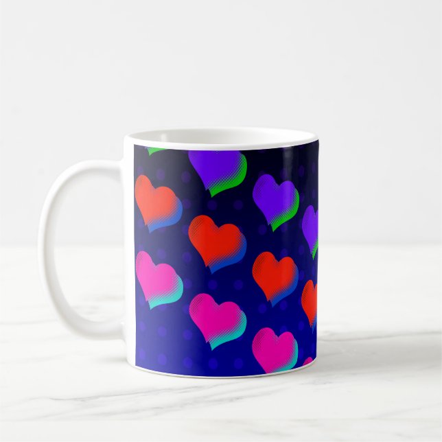 Taza De Café Personalizado del arcoiris divertido Neon Love Hea (Izquierda)