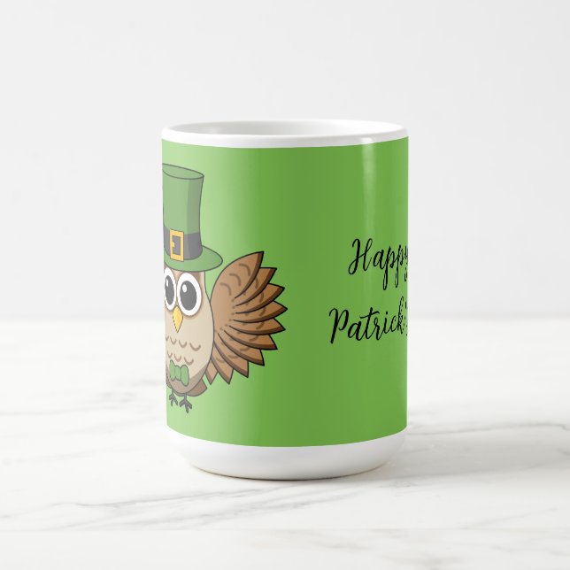 Taza De Café Personalizado del Día de la Lechuza Cute St Patric (Centro)
