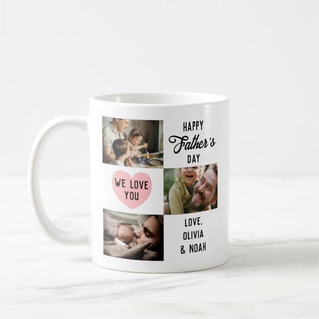 Taza De Café Personalizado del Día del Padre Feliz Simple 3 Fot (Izquierda)