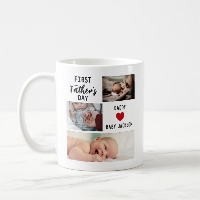 Taza De Café Personalizado del Día del Primer Padre Sencillo 3  (Izquierda)