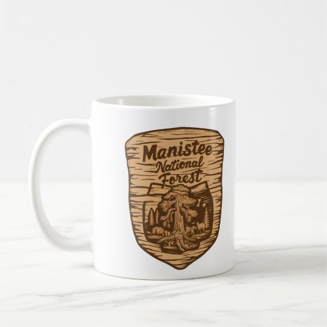 Taza De Café Personalizado del Emblema de Madera Forestal Nacio (Izquierda)