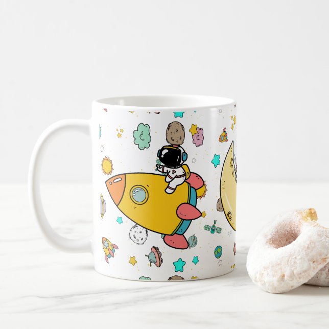 Taza De Café Personalizado del espacio ultraterrestre astronaut (Con donut)