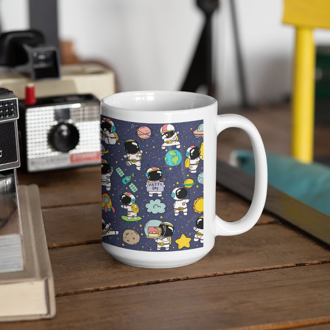 Taza De Café Personalizado del espacio ultraterrestre astronaut (Astronaut Outer Space Cartoon Coffee Mug)