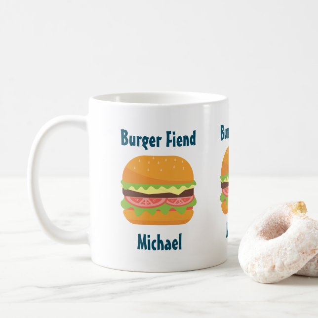 Taza De Café Personalizado del Ilustracion Hamburger Fiend (Con donut)