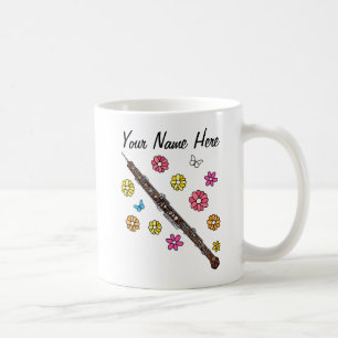 Taza De Café Personalizado del músico Floral Oboe Oboist Woodwi