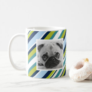 Taza De Café Personalizado del patrón de banda azul verde