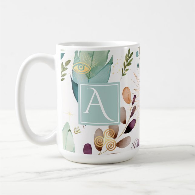 Taza De Café Personalizado del patrón floral de Feathery Mug (Izquierda)