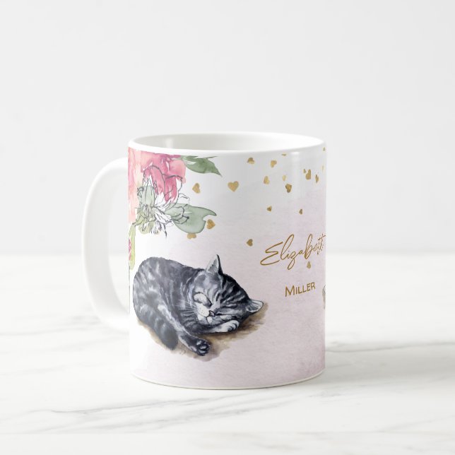 Taza De Café Personalizado del Purpurina de oro del Ilustracion (Anverso izquierdo)