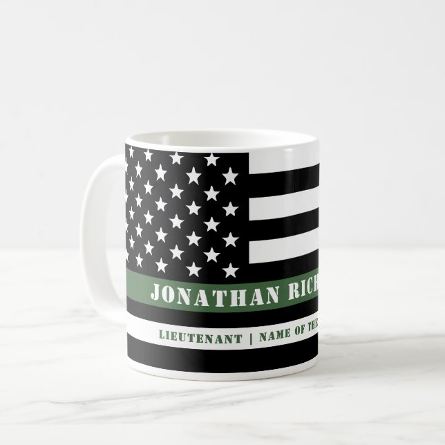 Taza De Café Personalizado delgada línea verde bandera de los E (Anverso izquierdo)