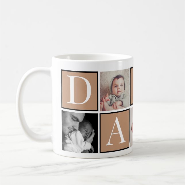 Taza De Café Personalizado Día del Padre Collage de fotos Mug (Izquierda)