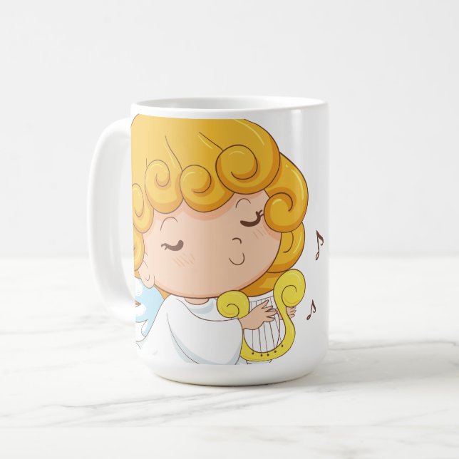Taza De Café Personalizado dibujado a mano suave Angel chica (Anverso izquierdo)